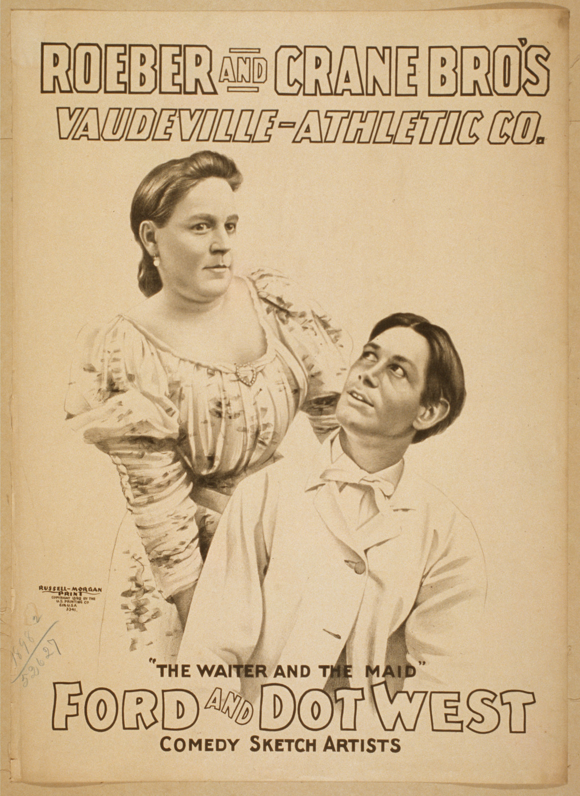 Roeber and Crane Bros Vaudeville-Athletic Co., 1898 — vintage poster
