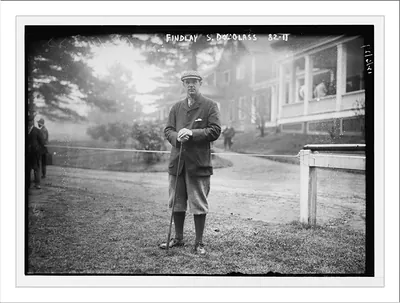 Findlay S. Douglass, with golf club, Baltusrol