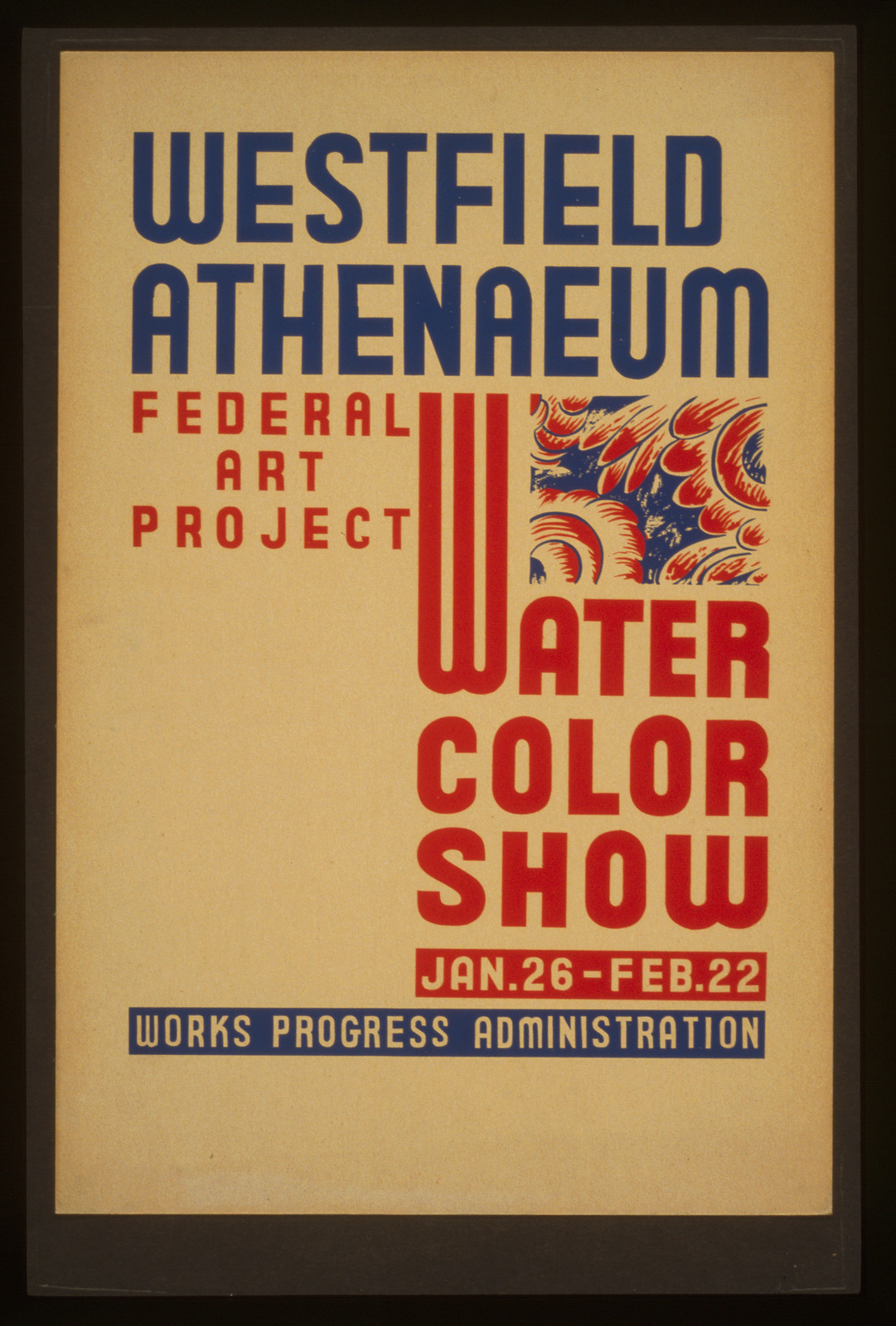 Westfield Athenaeum - Federal Art Project water color show, 1936 — vintage poster