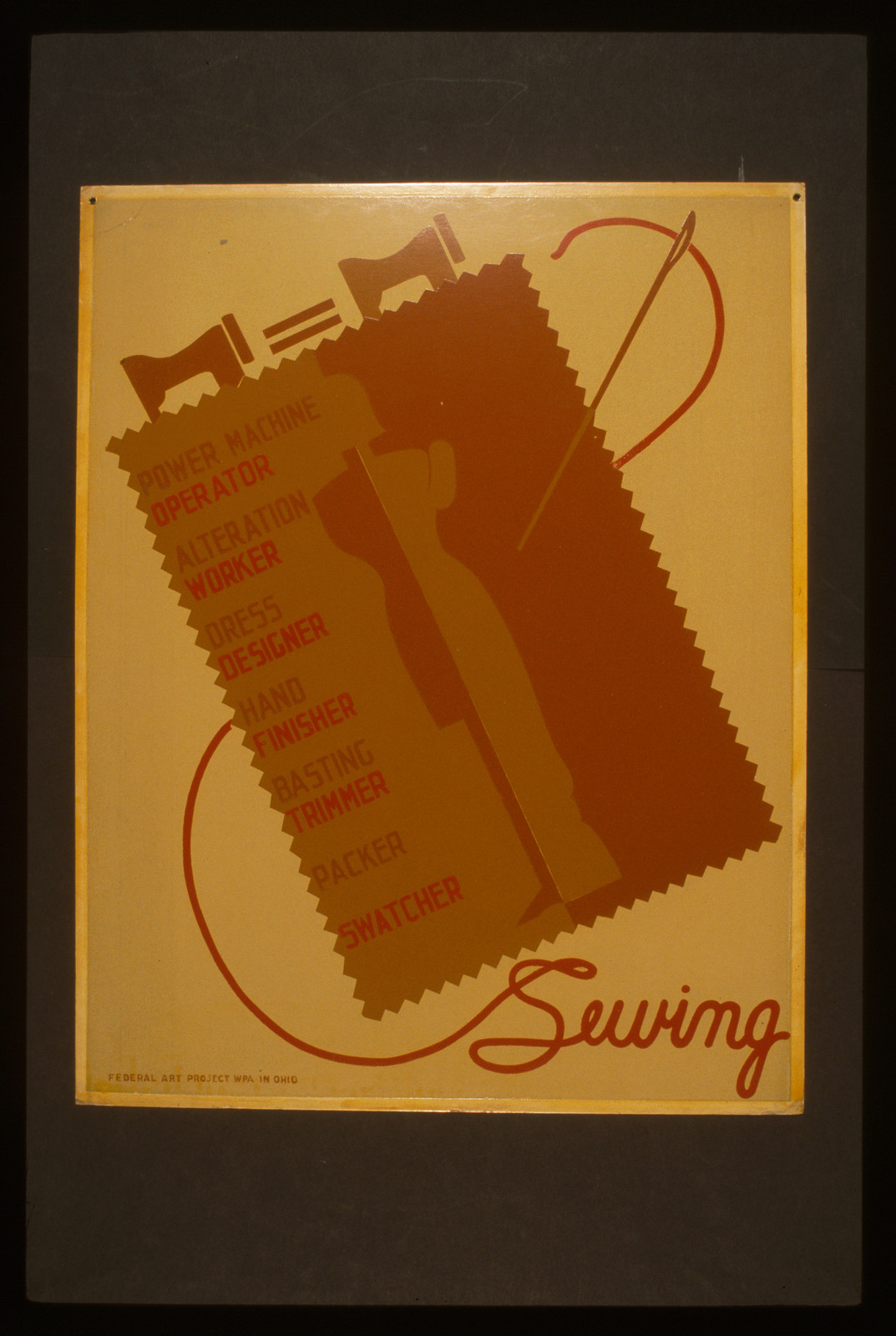 Sewing, 1937 — vintage poster