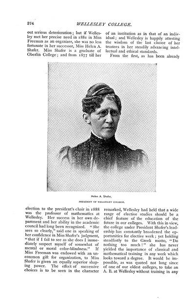 Helen A. Shafer, President of Wellesley College portrait