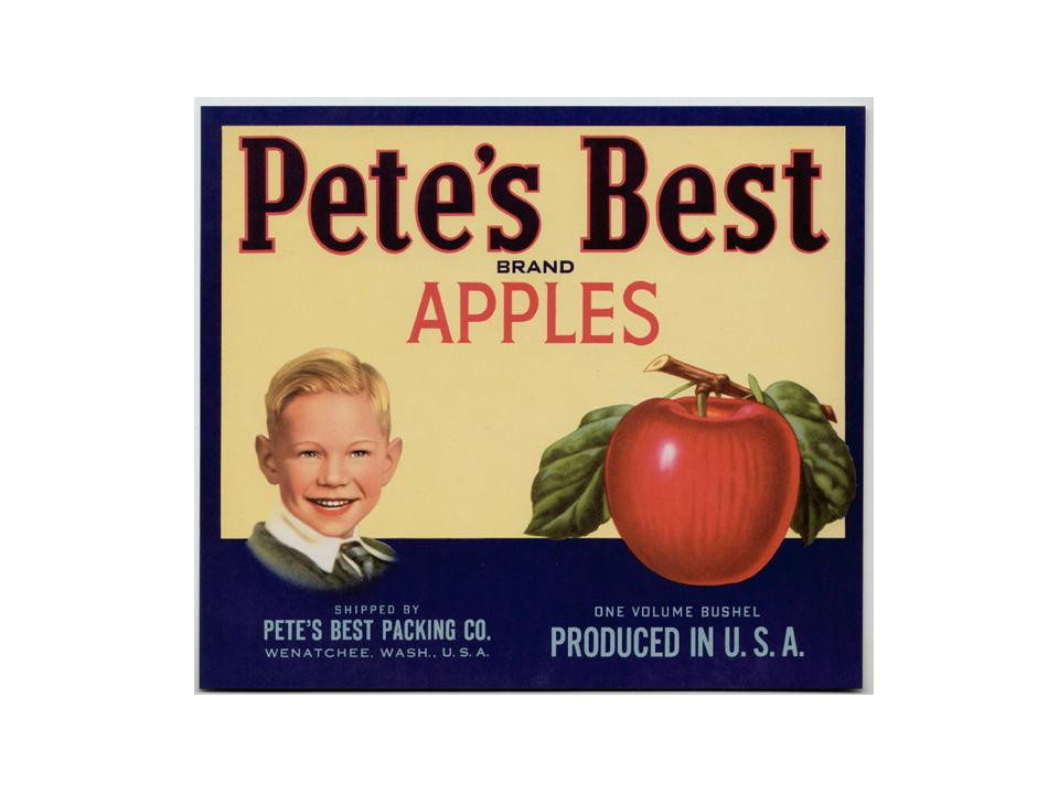 Pete's Best Brand Apples crate label — historic image