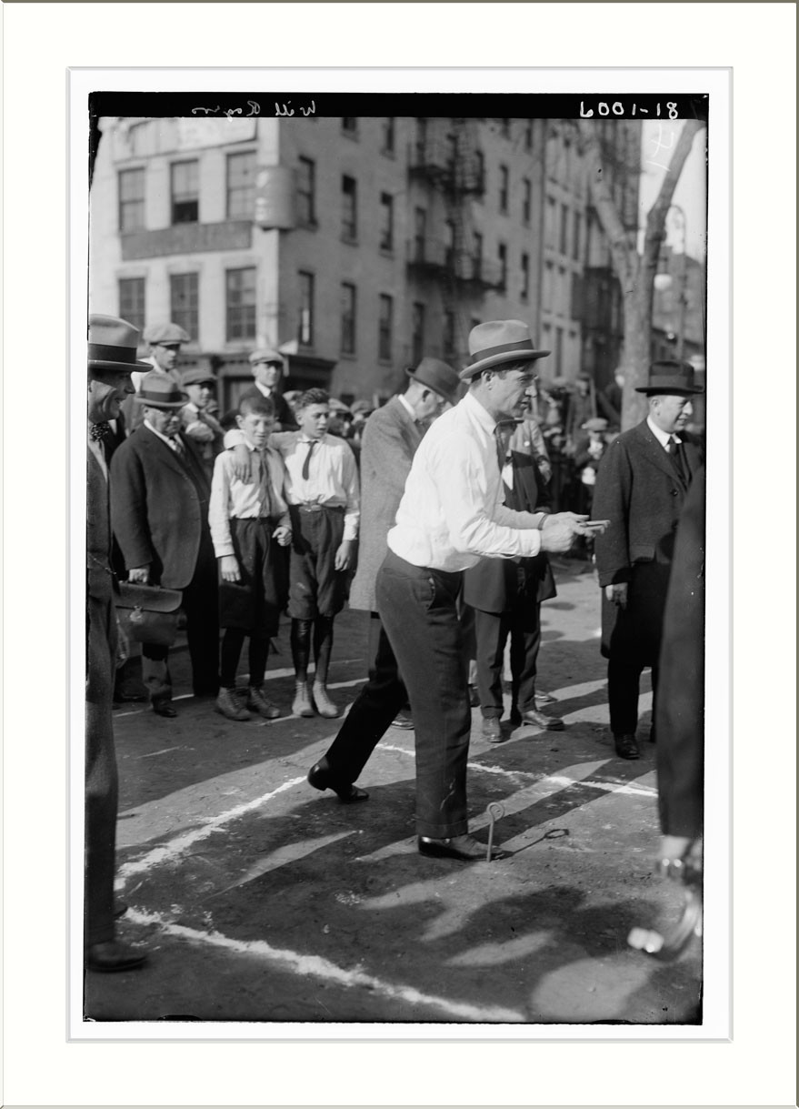 Will Rogers plays horse-shoes, n/a — historic photograph
