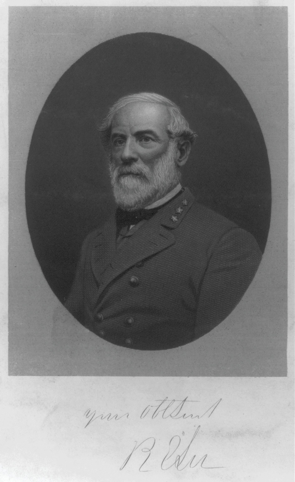 [Robert Edward Lee, 1807-1870, head-and-shoulders portrait, facing left, in uniform] — antique engraving