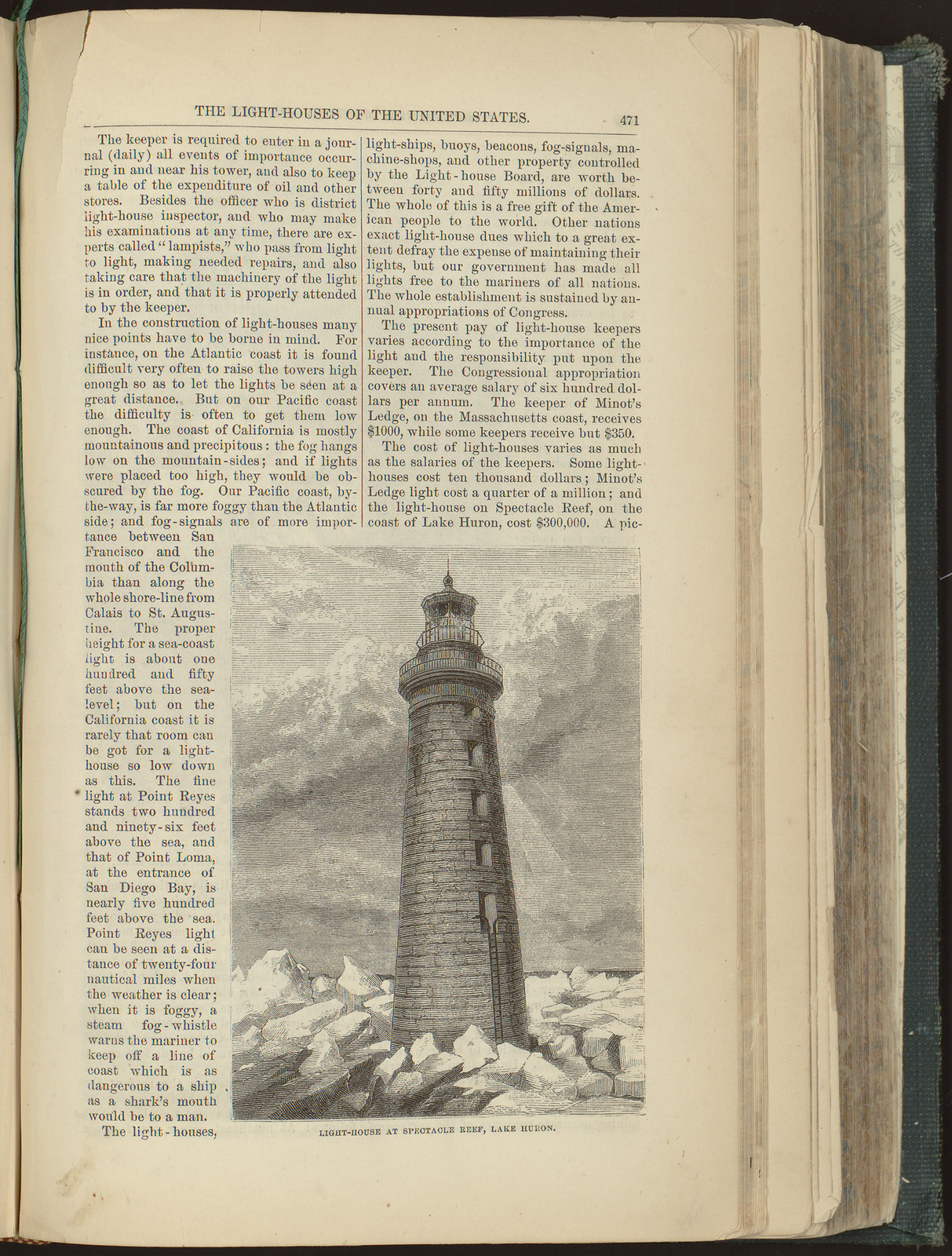 Light-house at Spectacle Reef, Lake Huron — historic image