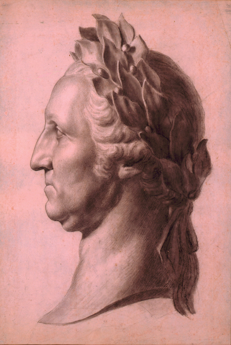 [George Washington, bust portrait with laurel wreath, facing left], [ca. 1800] — historic drawing