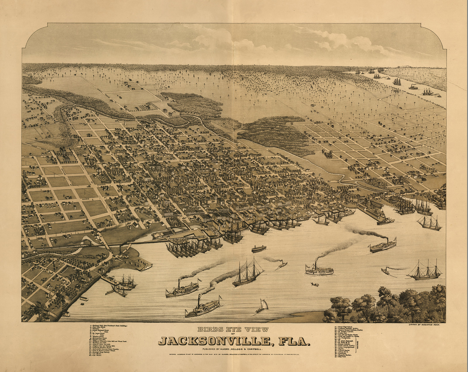 Jacksonville, Florida, 1876, 1876 — antique map