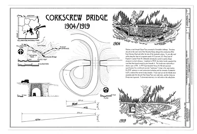 Corkscrew Bridge, Old East Entrance Road, Sylvan Pass, Yellowstone National Park, Park, WY