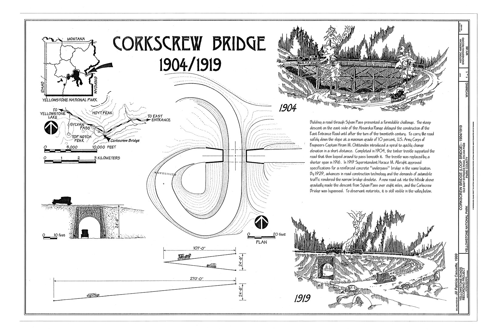Corkscrew Bridge, Old East Entrance Road, Sylvan Pass, Yellowstone National Park, Park, WY — historic image