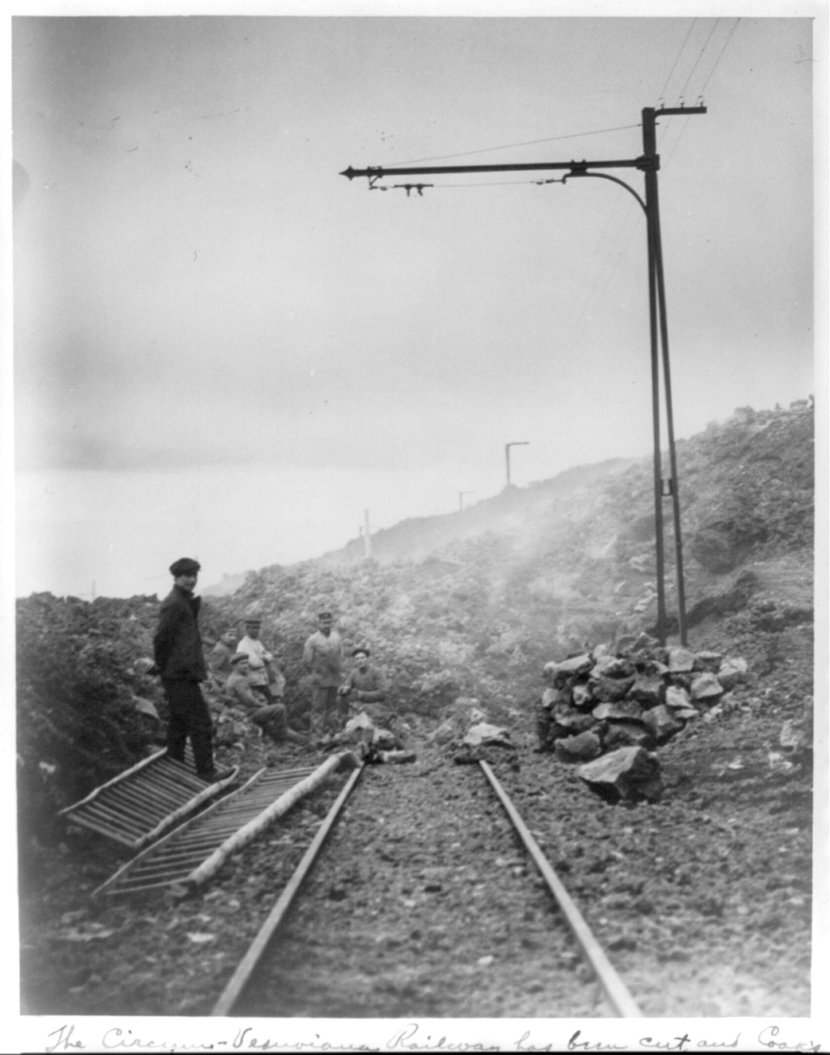 The Circum-Vesuviana Railway has been cut, and Cook's line partly destroyed, while the Funicular no longer exists, 1906 — historic photograph