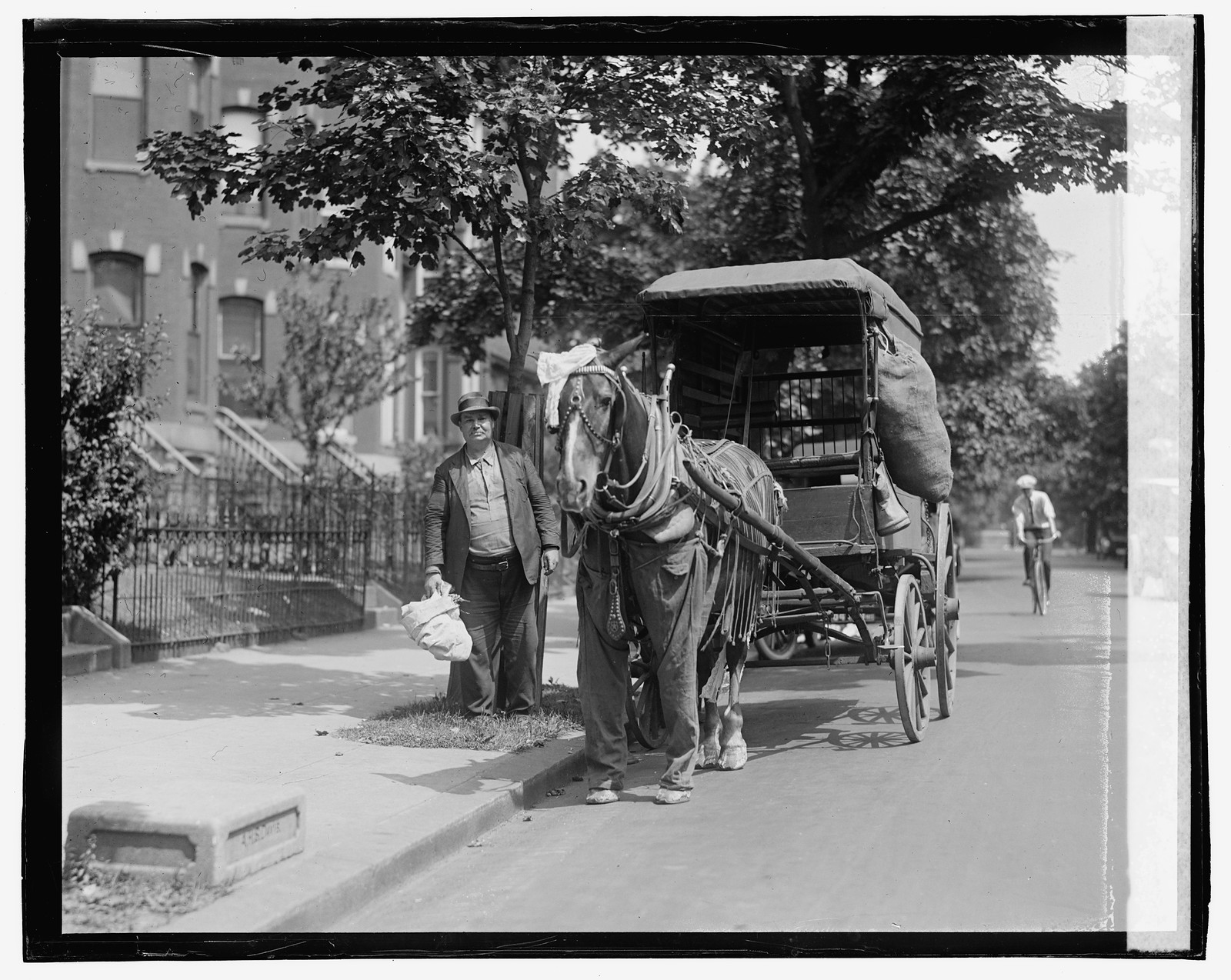 [Horse with wagon on street], 7/4/23, [19]23 July 4. — historic photograph