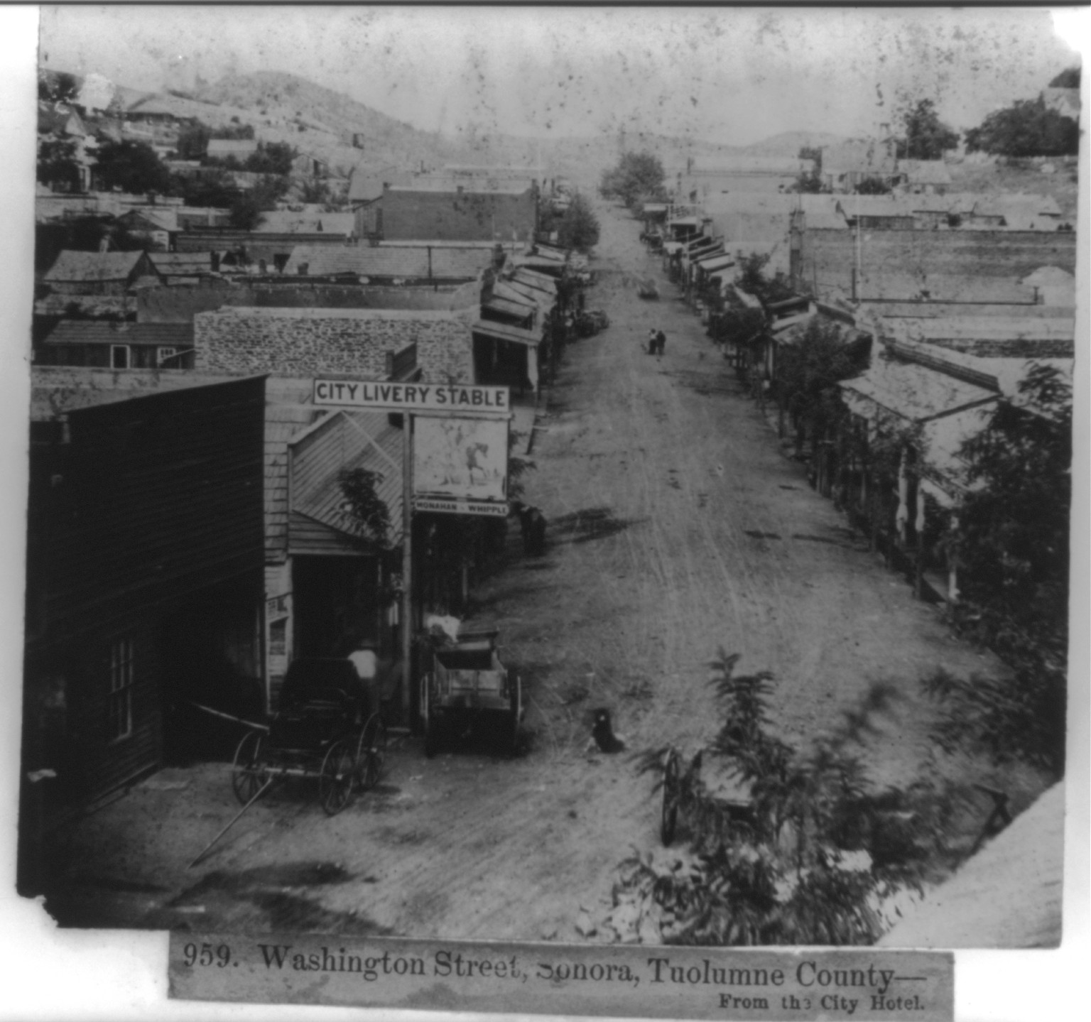 Washington Street, Sonora, Tuolomne County from the City Hotel, [published 1866] — historic photograph