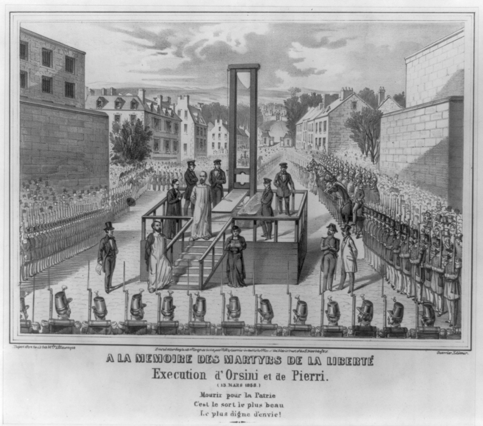 A la memoire des martyrs de la liberte, Execution d'Orsini et de Pierri, [13 Mars 1858], c1858 April 13. — historic print