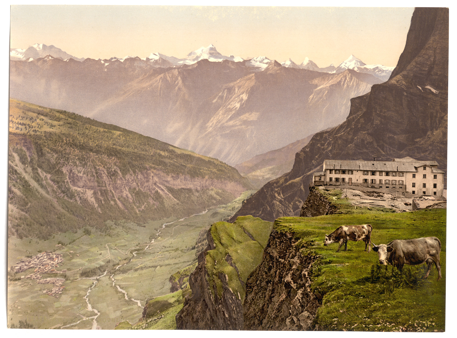 Gemmi Hotel and Leuk Valais Alps of Switzerland, [between ca. 1890 and ca. 1900]. — historic print
