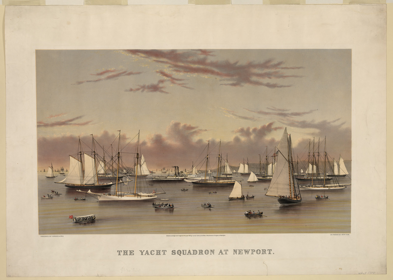 The yacht squadron at Newport, New York : Published by Currier & Ives, 125 Nassau St., c1872. — historic image
