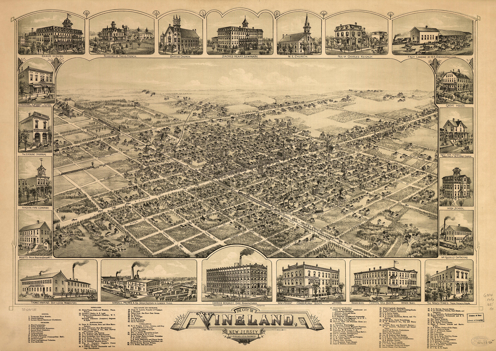 Vineland, New Jersey, 1885, 1885 — antique map