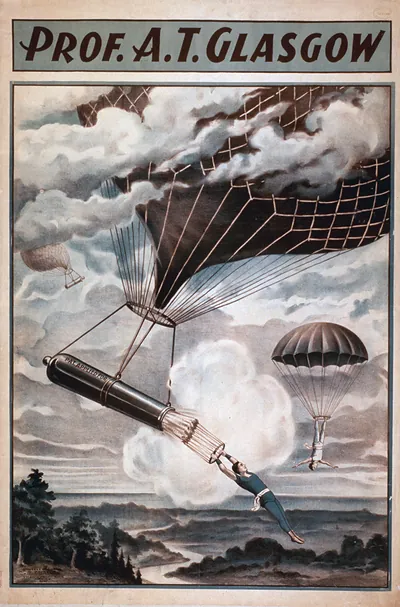 Prof. A.T. Glasgow balloon and parachute poster