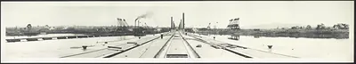 Panoramic view of Gatun Locks north approach, Panama Canal