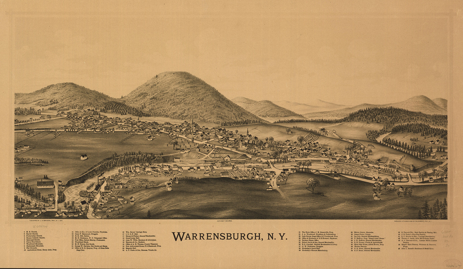 Warrensburgh, New York, 1891, 1891 — antique map