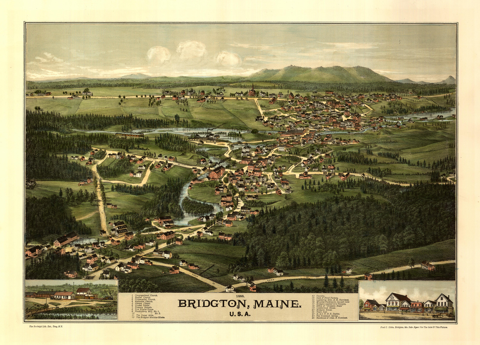 Bridgton, Maine, 1888, 1888 — antique map