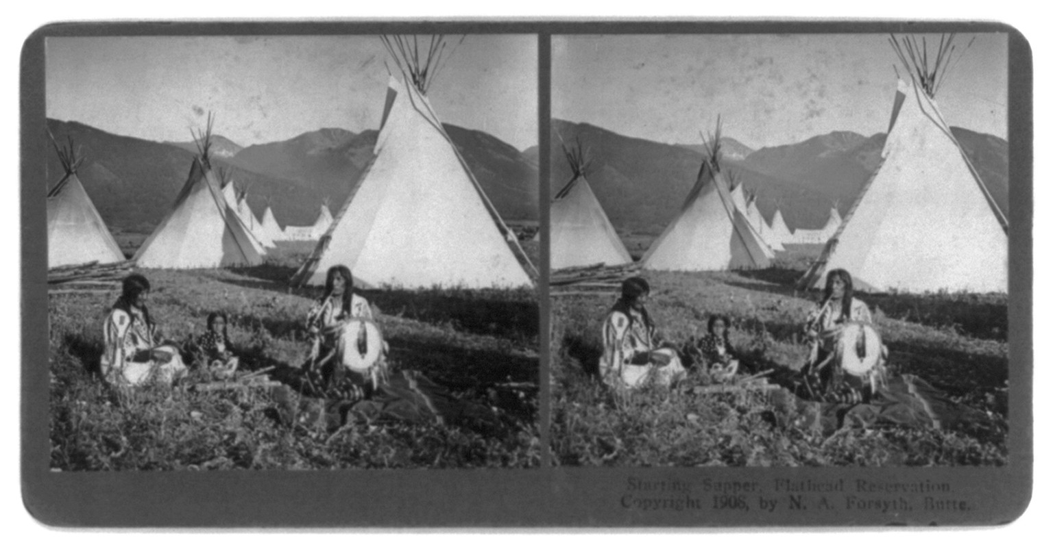 Starting supper, Flathead Reservation, c1908 July 29. — historic photograph