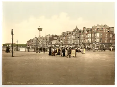 Parade and revolving tower Morecambe England