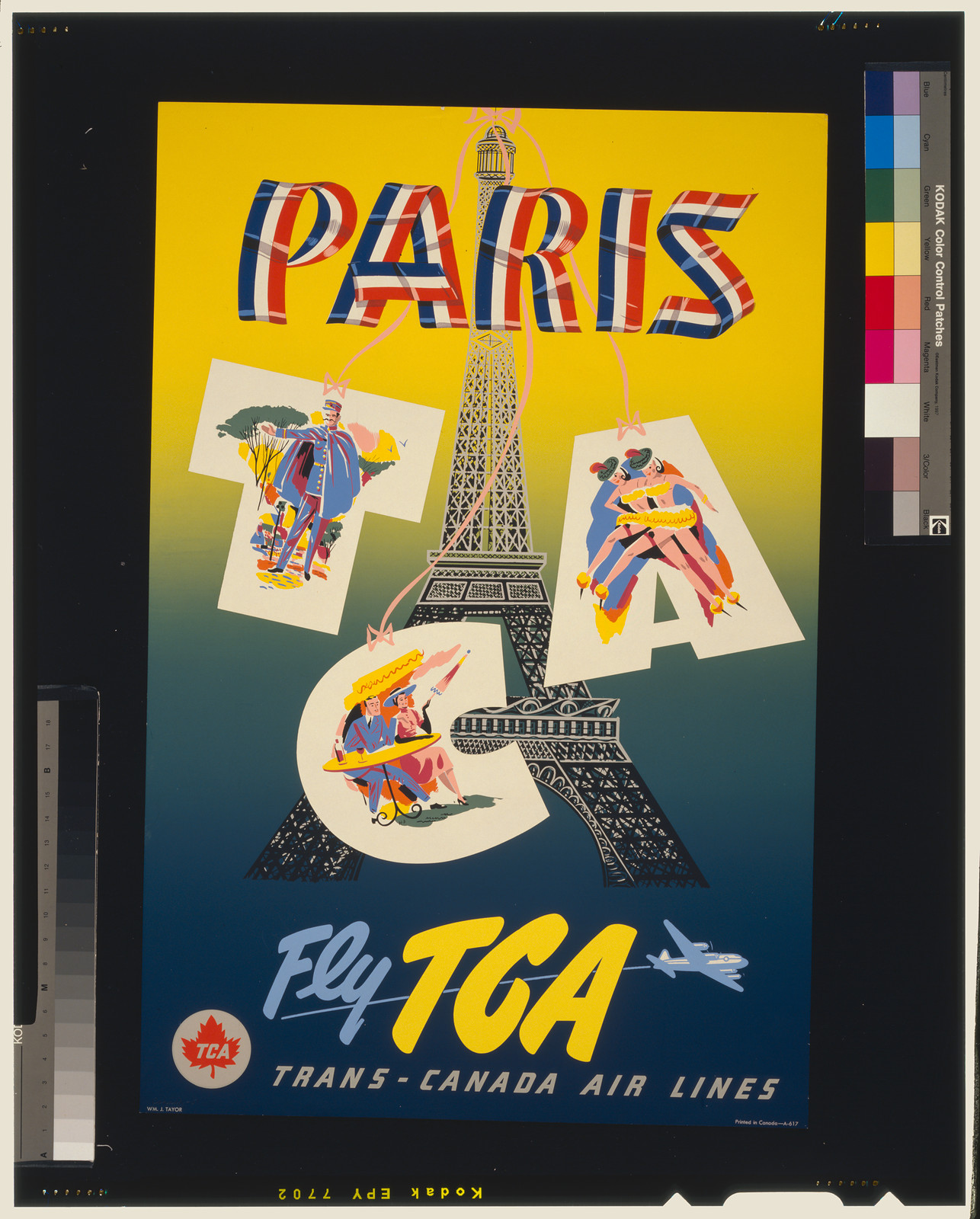 Paris - fly TCA, Trans-Canada Air Lines / H.P. — vintage poster