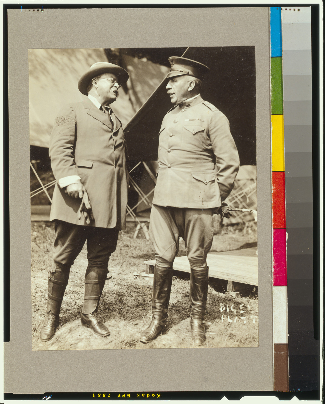 [Theodore Roosevelt, left, and General Leonard Wood, full-length portrait], c1920. — historic photograph