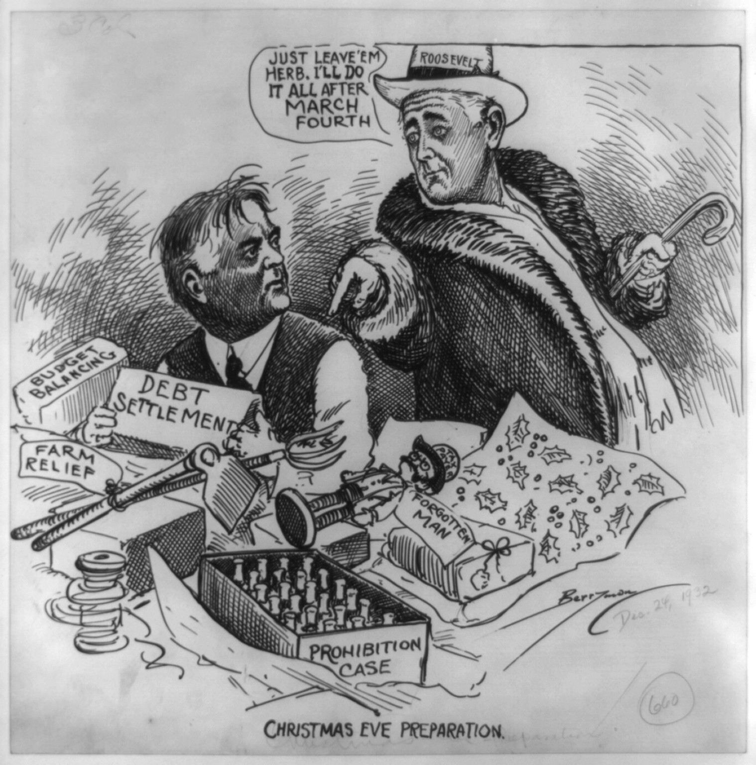 Christmas Eve preparation, 1932 Dec. 24. — historic drawing