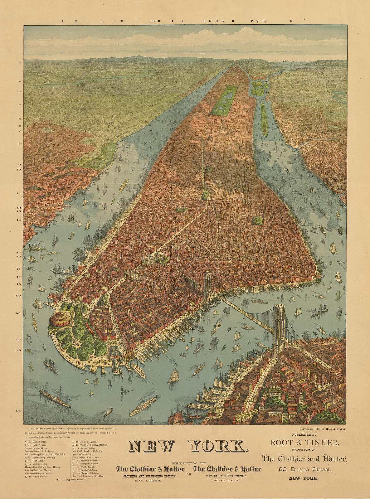 New York, New York, 1879, 1879 — antique map