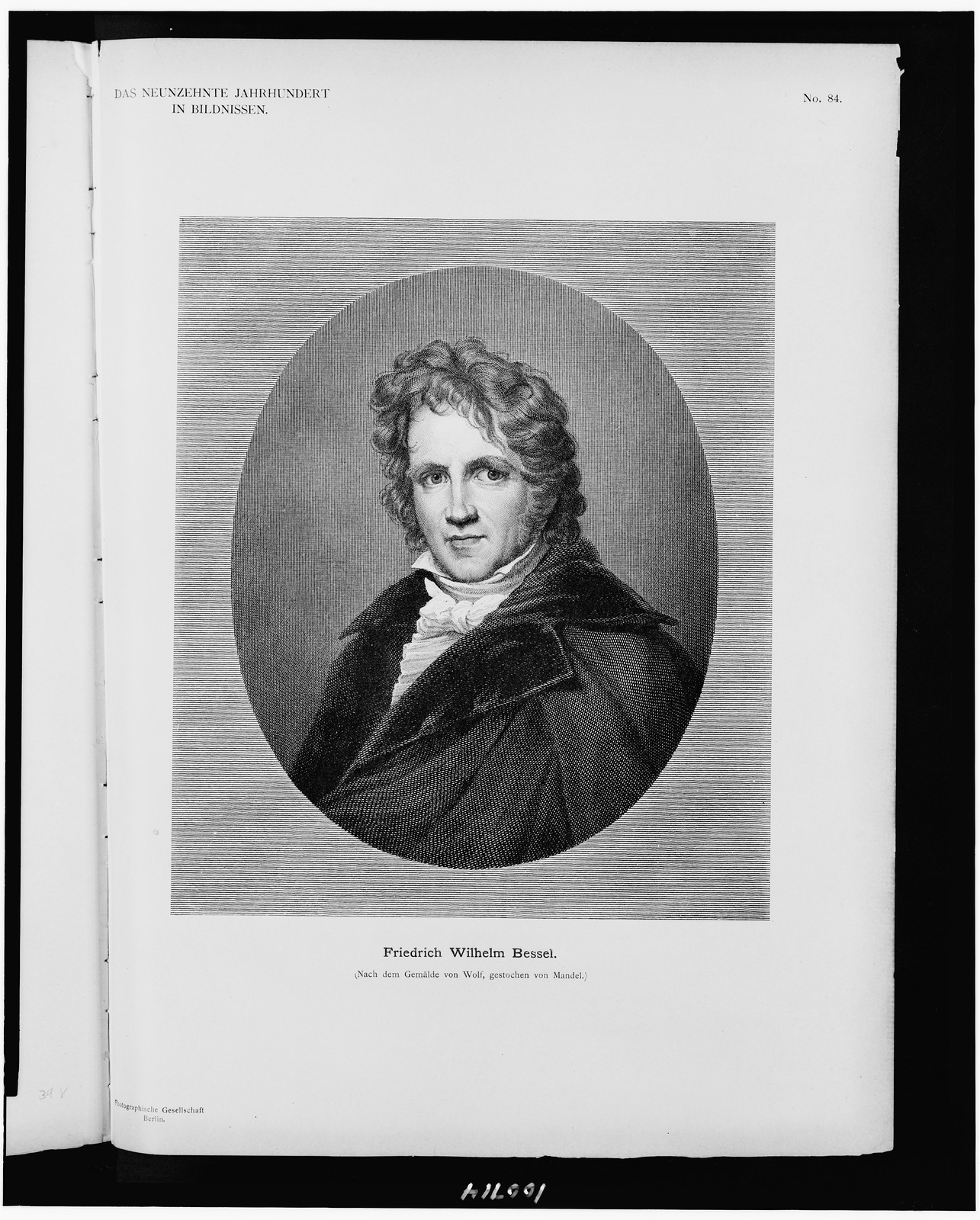 Friedrich Wilhelm Bessel / nach dem Gemälde von Wolf, gestochen von Mandel., [1898] — historic print