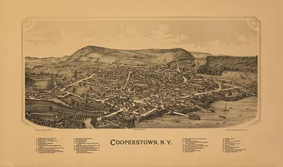 Bird's-eye view map of Cooperstown, N.Y.