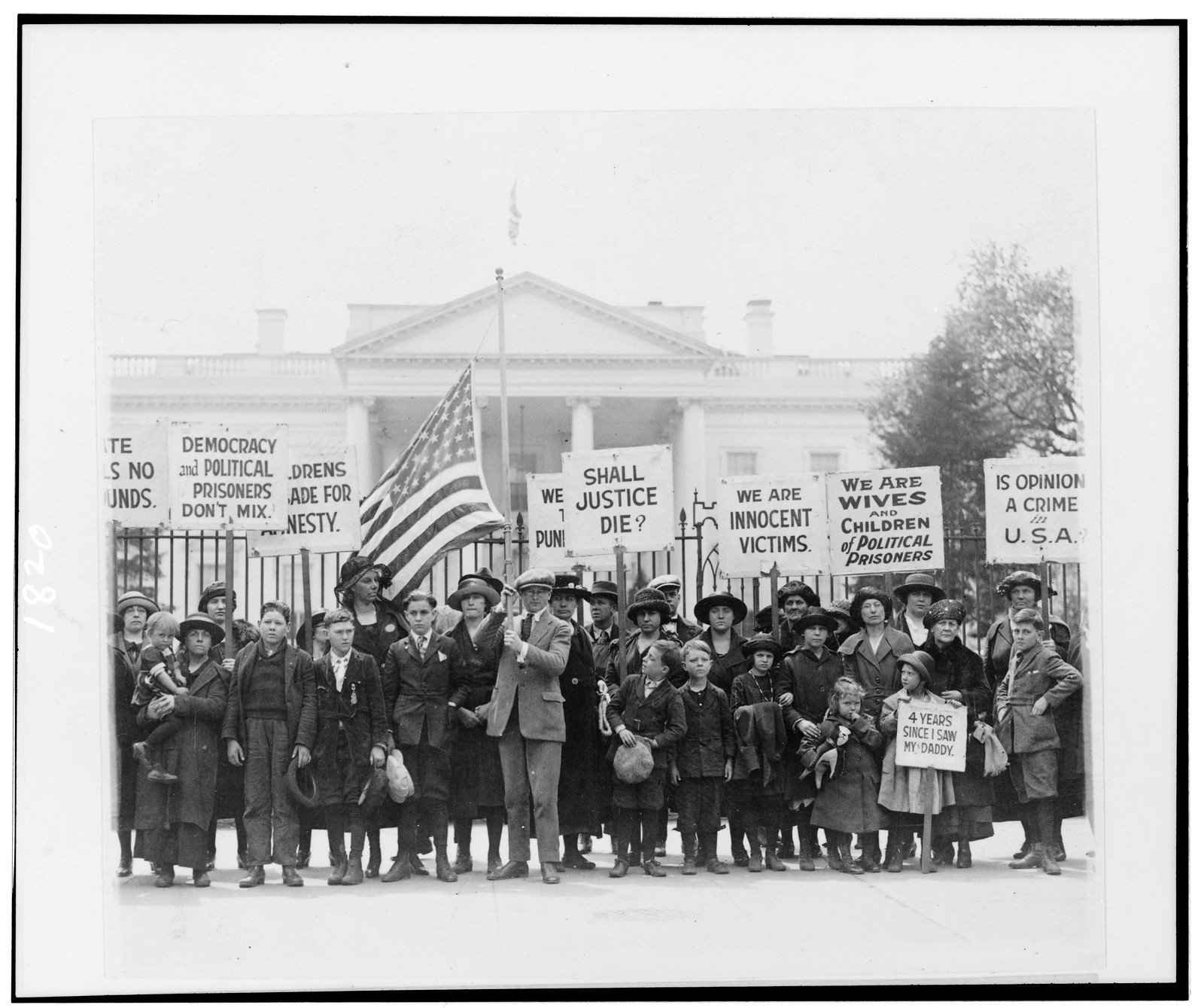 Photograph taken at the White House of the group of children who have come to Wash. to appeal to the President for the release of political prisoners, [1922 April 29] — historic photograph