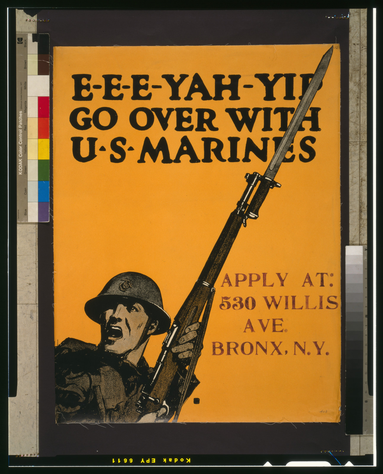 E-e-e-yah-yip Go over with U.S. Marines., [1917] — vintage poster