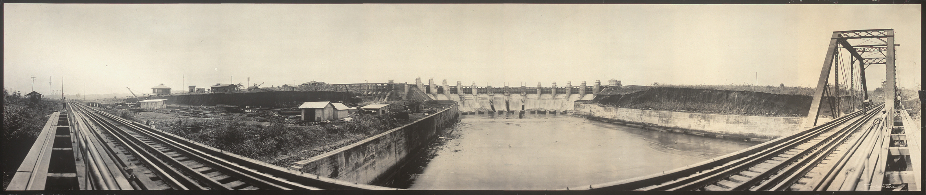 PANAMA 1914 Spillway, Gatun Dam — historic image