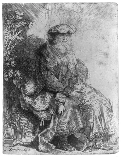 Abraham caressing Isaac