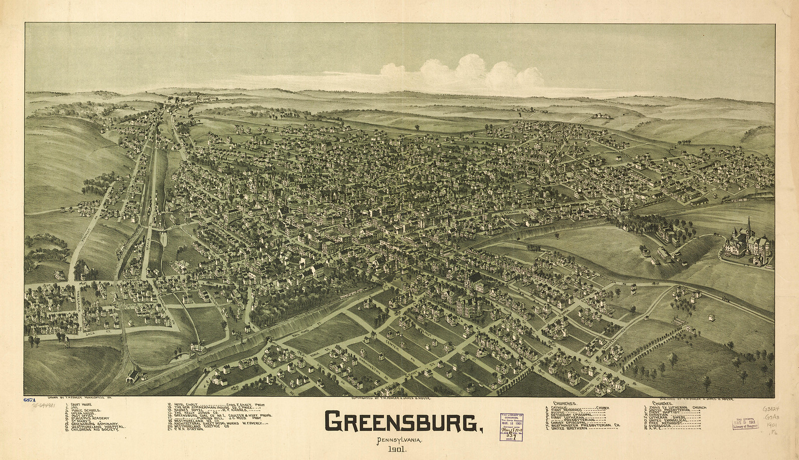 Greensburg, Pennsylvania, 1901, 1901 — antique map