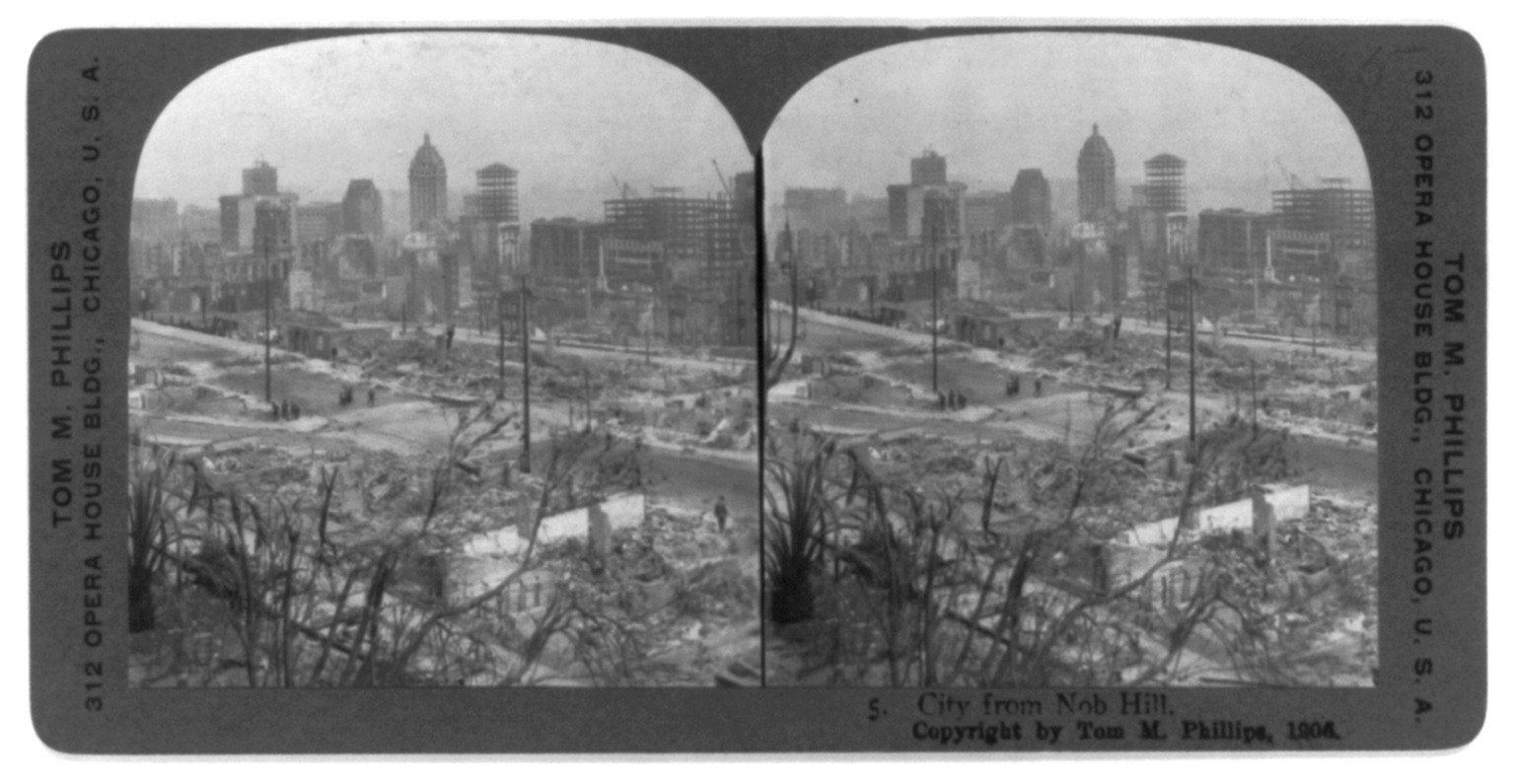 San Francisco earthquake, 1906: City from Nob Hill, c1906. — historic photograph