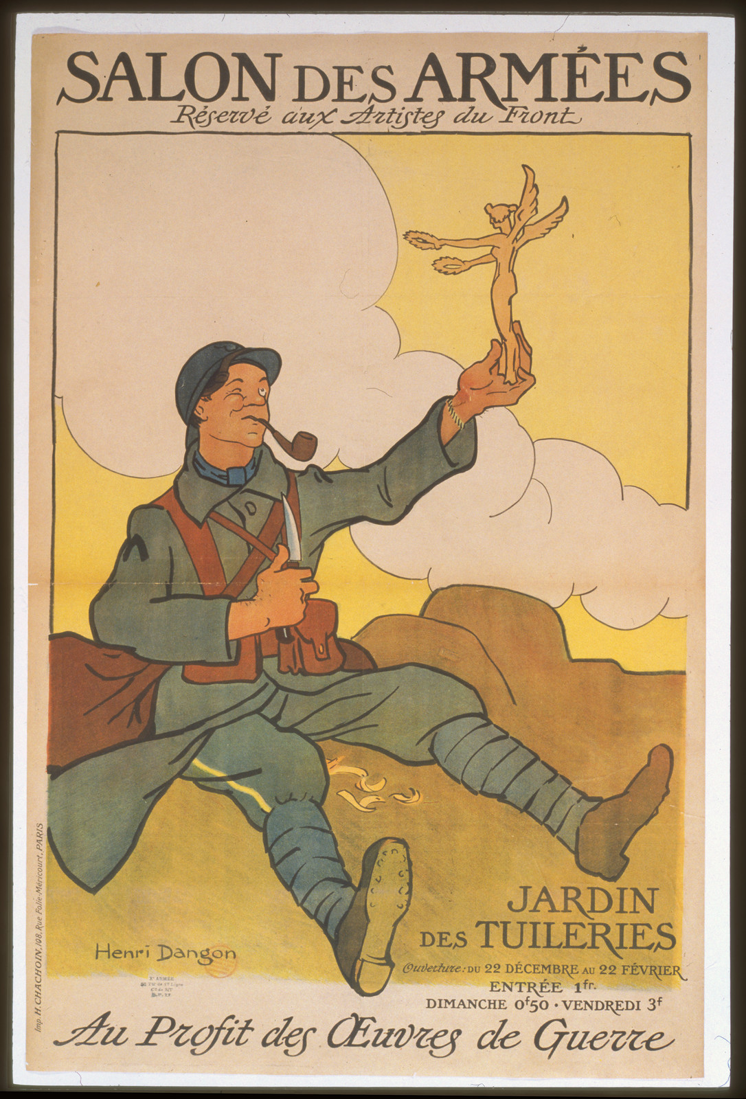 Salon des Armeacutees reacuteserveacute aux artistes du front. Au profit des oeuvres de guerre. Jardin des Tuileries, 1916 — vintage poster