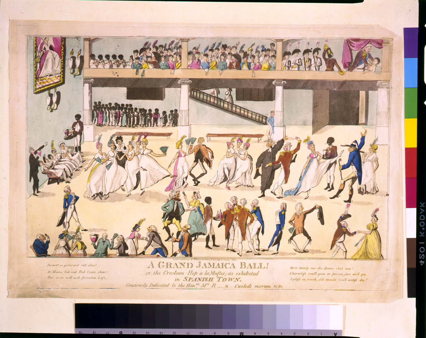 A Grand Jamaica ball! or the Creolean hop a la muftee; as exhibeted in Spanish Town, London : Published by William Holland No. 50 Oxford Street, 1802. — historic print