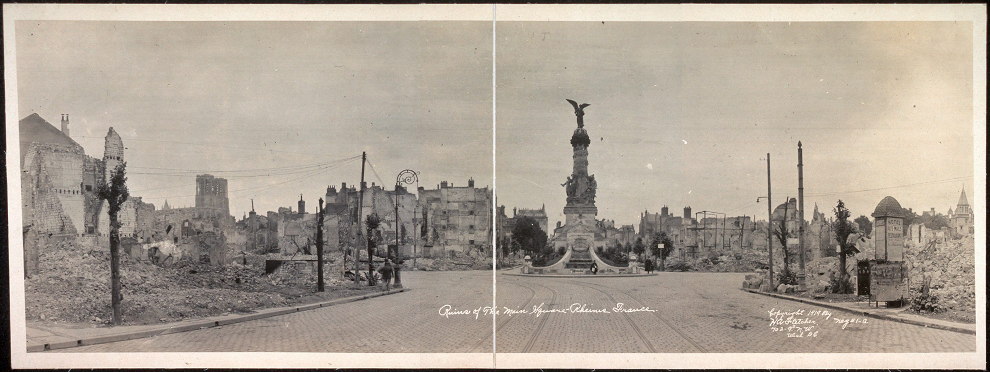 Ruins of the main square, Rheims, France, 1919, 1919 — historic image