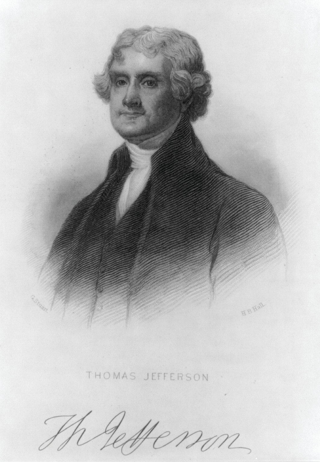 [Thomas Jefferson, bust, facing left] — antique engraving