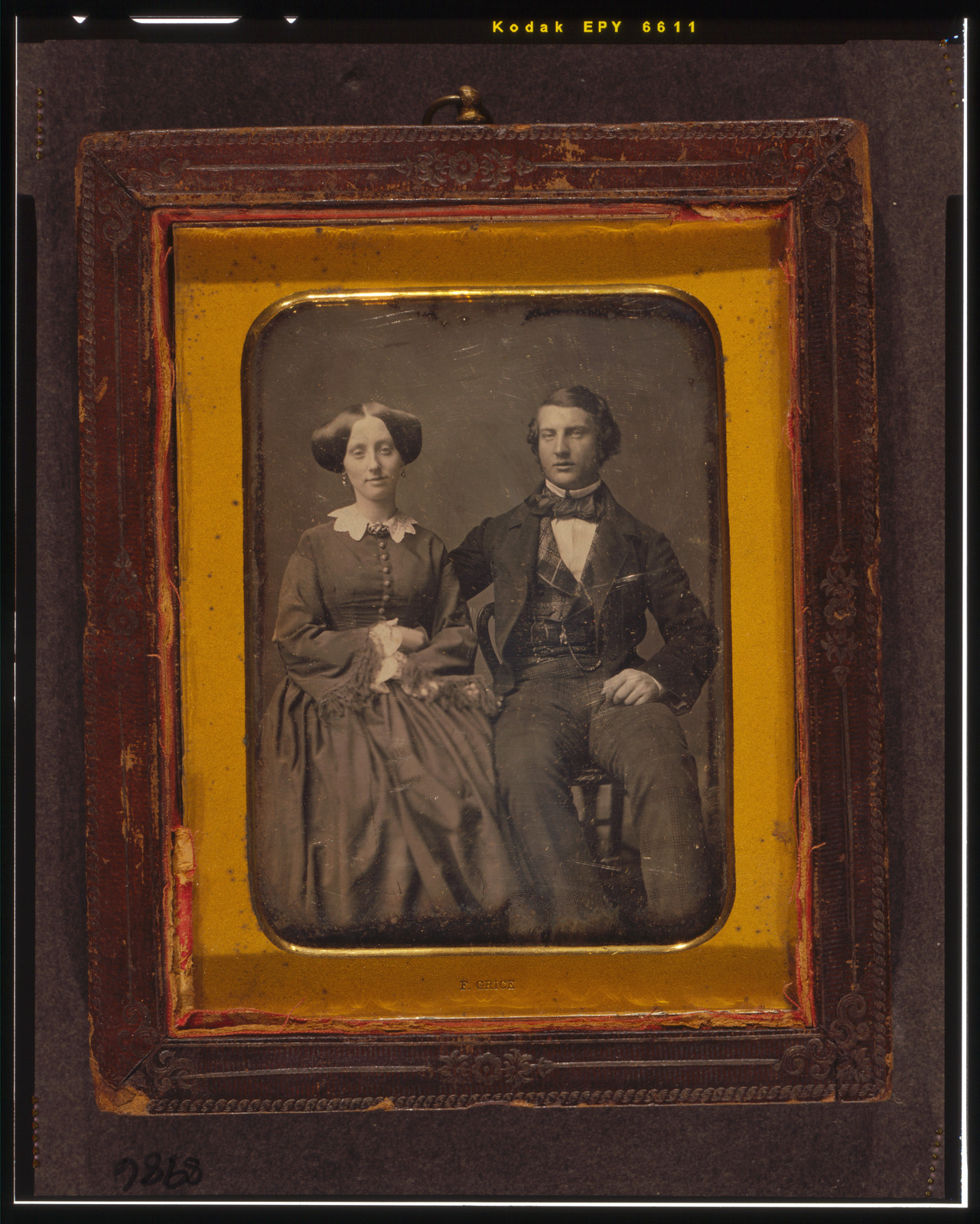 [Unidentified man and woman, full-length portrait, seated], [ca. 1855] — historic photograph