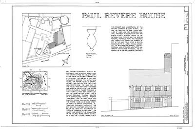 Paul Revere House, East Elevation architectural drawing