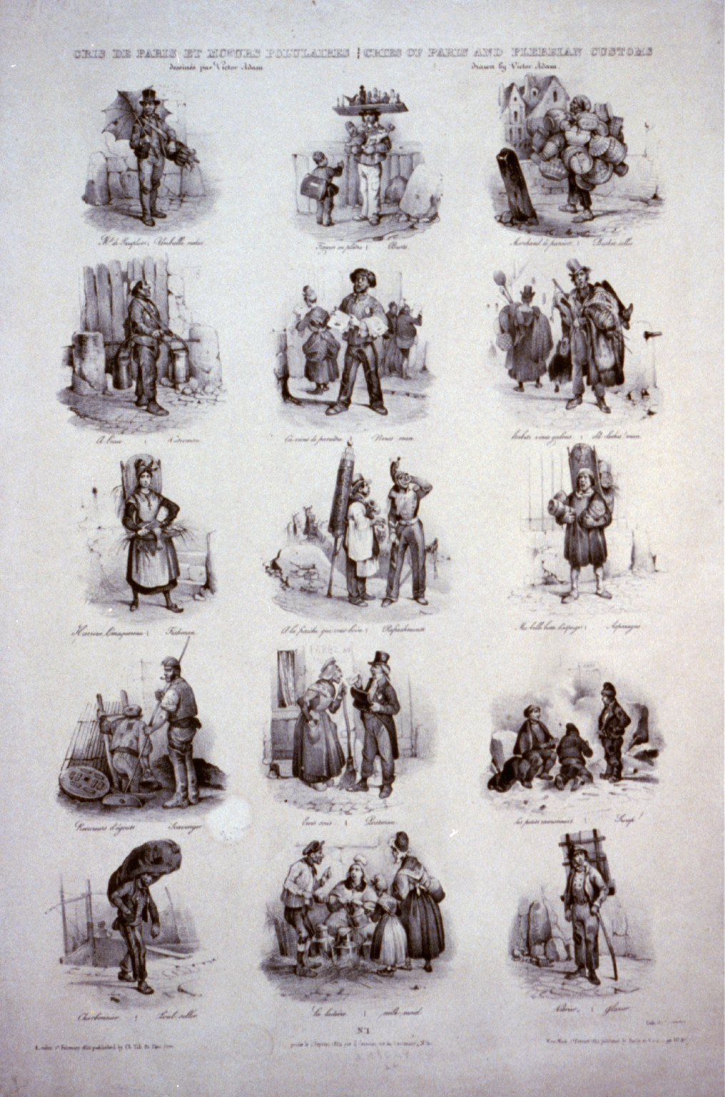 Cris de Paris et moeurs polulaires nos. 1 & 2. Cries of Paris and plebeian customs, [no date recorded on shelflist card] — historic print