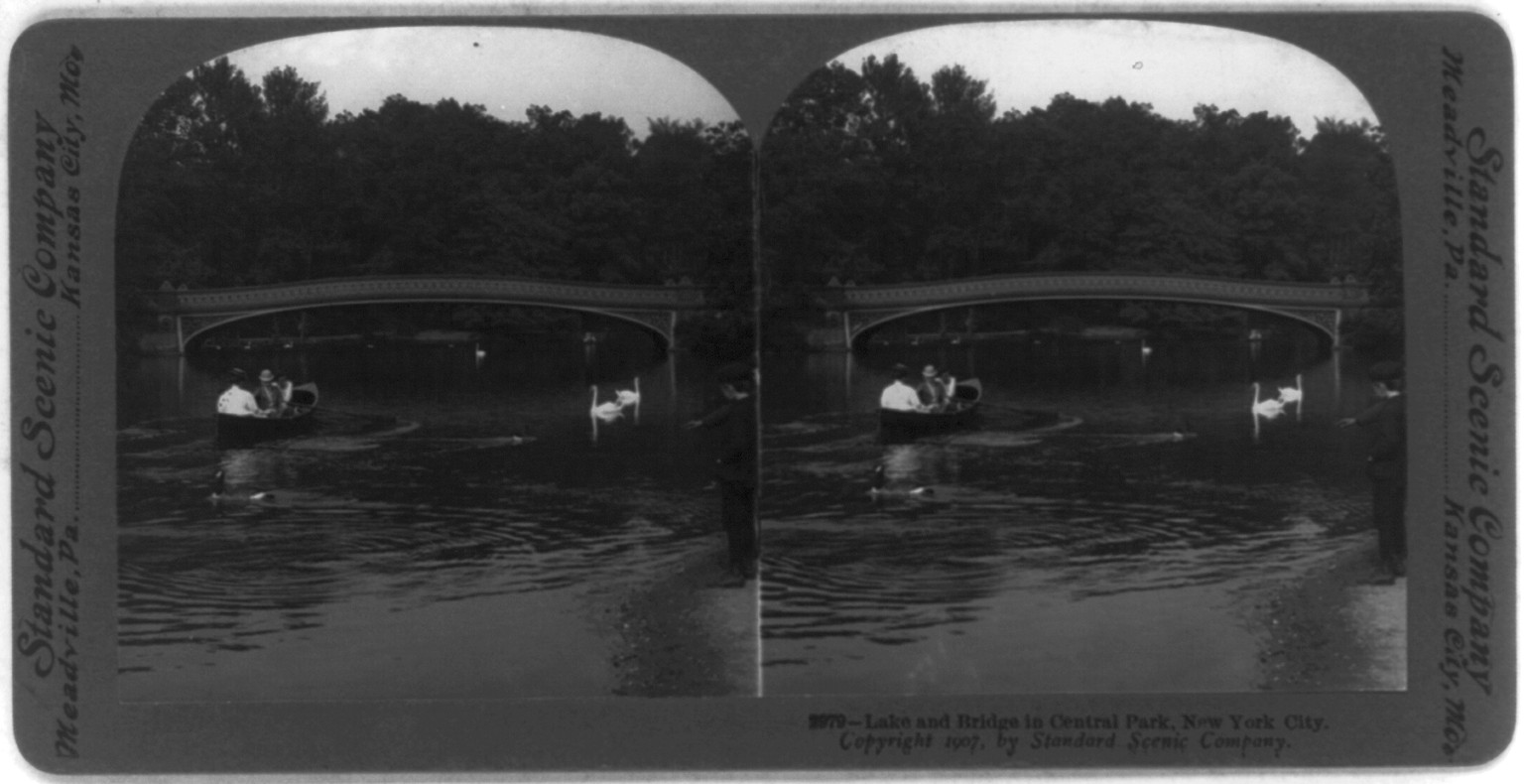 Lake and bridge in Central Park, New York City, c1907. — historic photograph