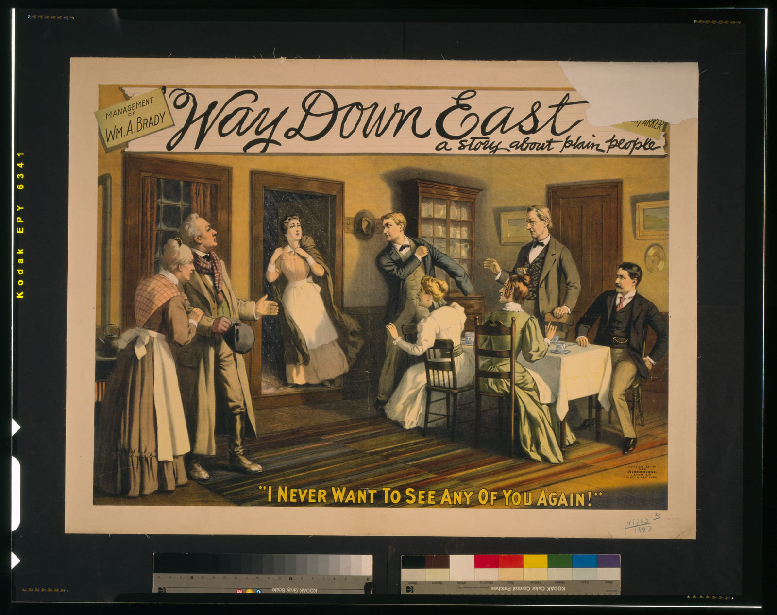 Way down East a story about plain people., Cin'ti ; New York : Strobridge Lith. Co., c1897. — vintage poster