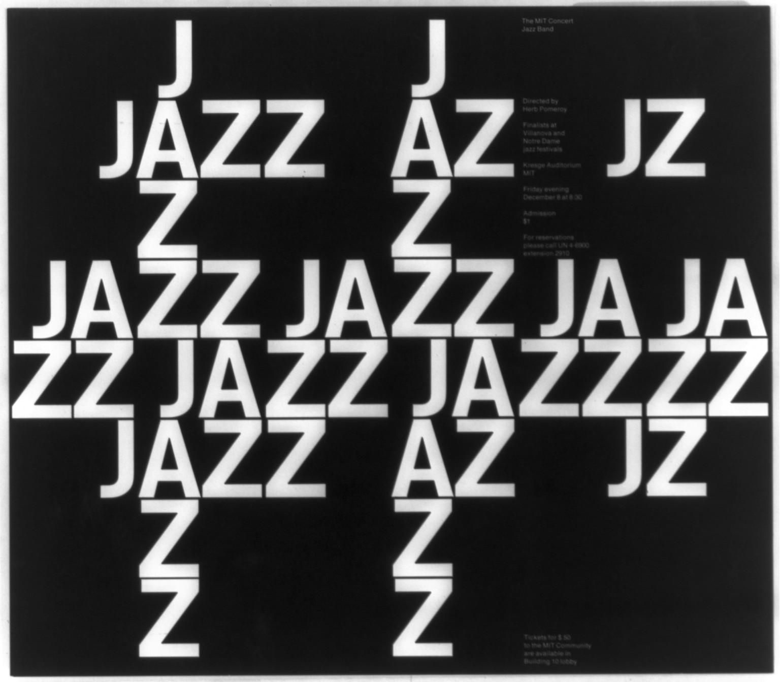 Jazz - the MIT Concert Jazz Band, Cambridge, 1972. — vintage poster