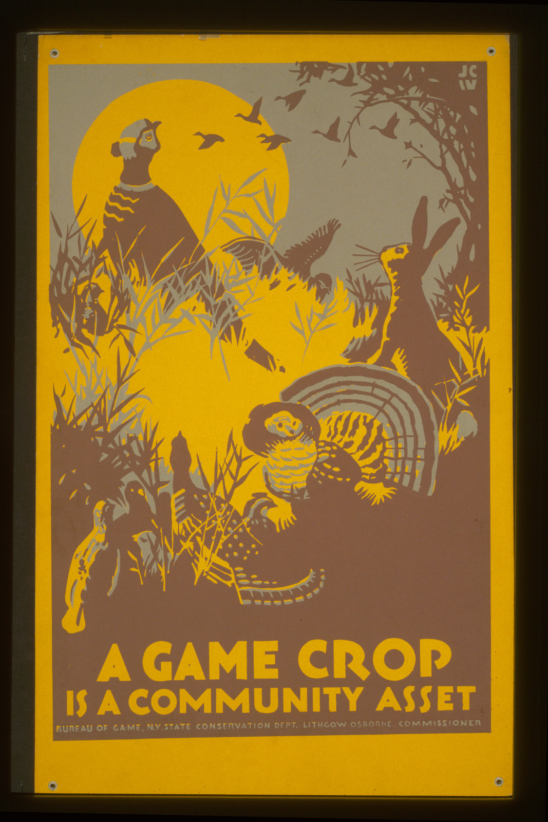 A game crop is a community asset / J.C.W., 1936 — vintage poster
