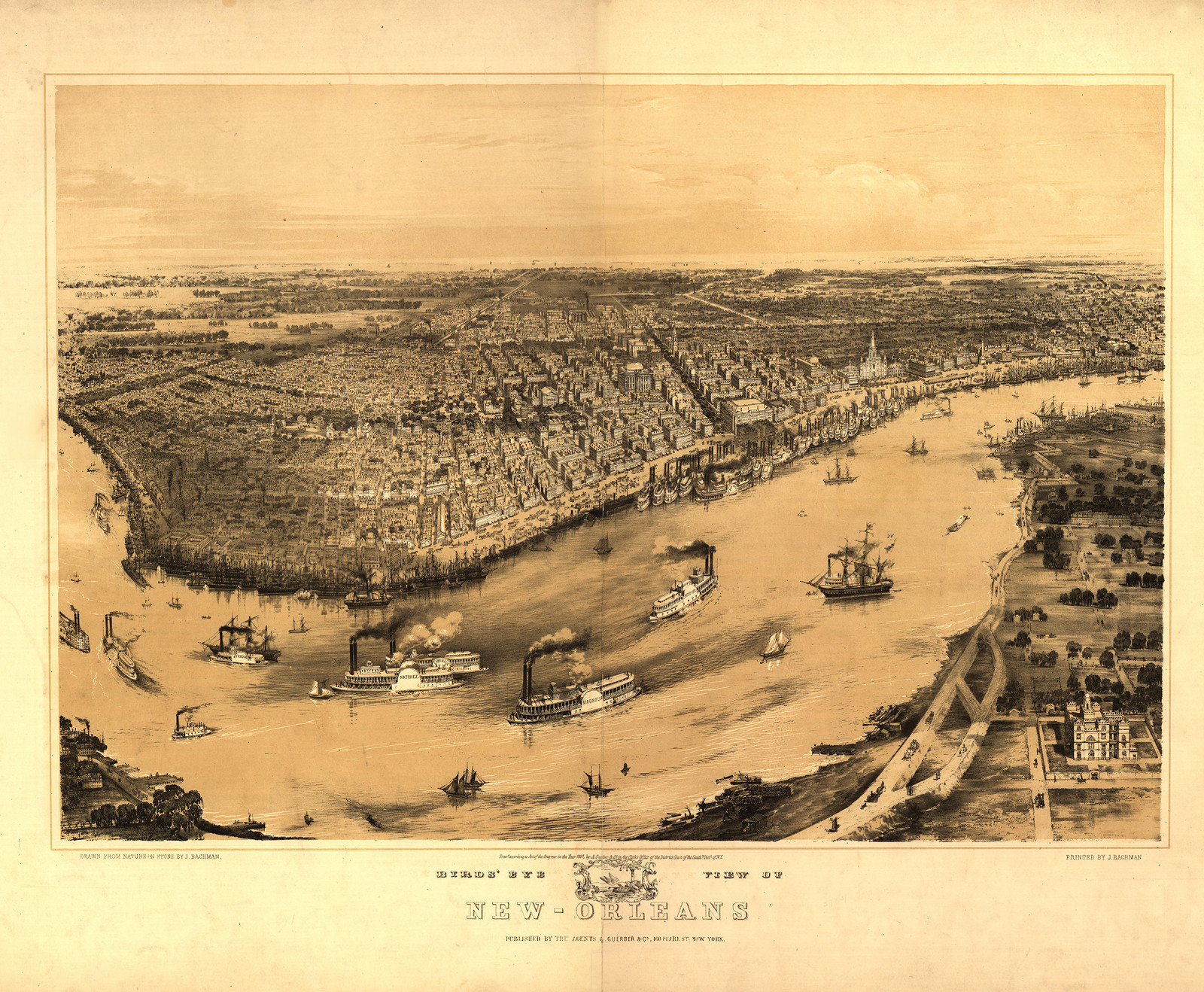 New Orleans, Louisiana, 1851, 1851 — antique map